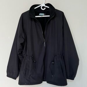 J Crew Anorak Fully Fleece Lined Weather Resistant Jacket 1/4 Zip Black~  Large